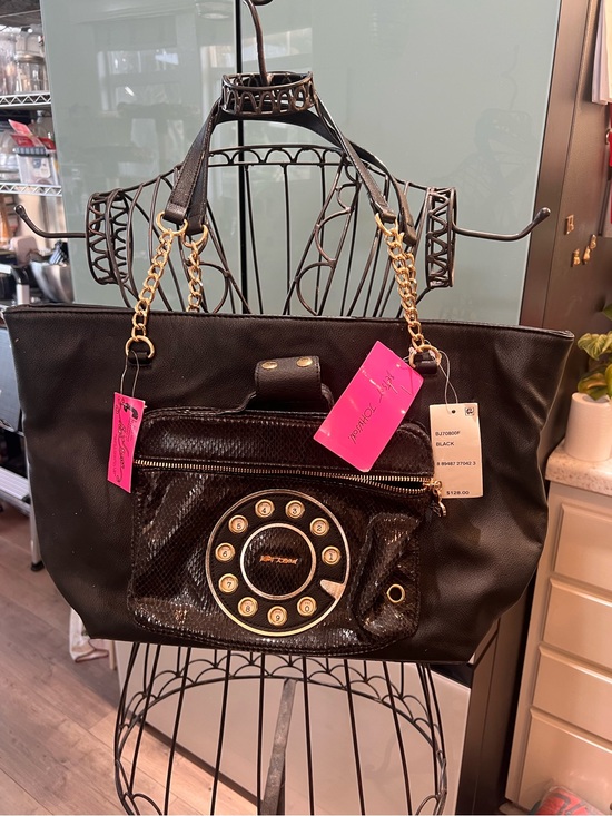 Betsey Johnson Handbags - 📞 NWT Betsey Johnson Telephone Pocket Tote Bag Novelty Black Gold ☎️